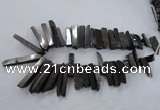 CTD836 Top drilled 6*25mm - 8*55mm sticks plated agate beads