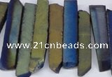 CTD842 Top drilled 6*25mm - 8*55mm sticks plated agate beads