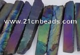 CTD843 Top drilled 6*25mm - 8*55mm sticks plated agate beads