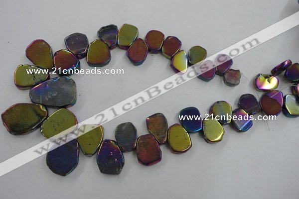 CTD905 Top drilled 15*20mm - 20*30mm freeform plated quartz beads