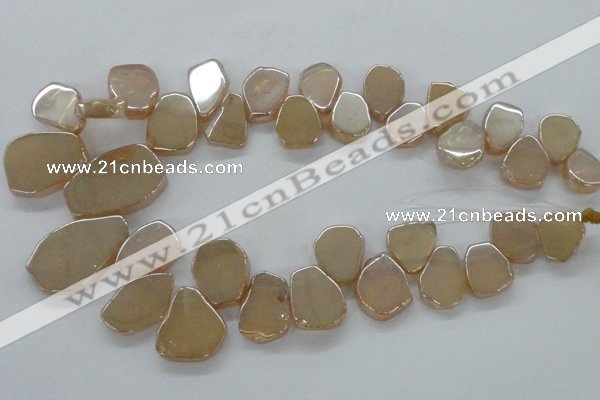 CTD908 Top drilled 15*20mm - 20*30mm freeform plated quartz beads