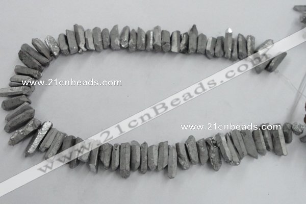 CTD910 Top drilled 5*15mm - 6*25mm wand plated quartz beads