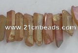 CTD911 Top drilled 5*15mm - 6*25mm wand plated quartz beads