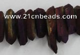 CTD912 Top drilled 5*15mm - 6*25mm wand plated quartz beads