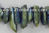 CTD914 Top drilled 5*15mm - 6*25mm wand plated quartz beads