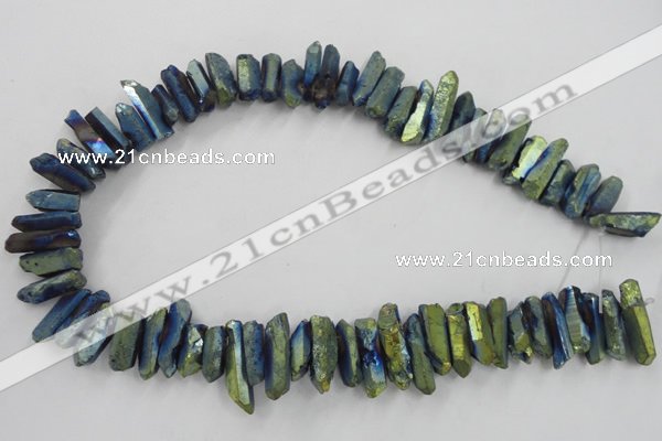 CTD914 Top drilled 5*15mm - 6*25mm wand plated quartz beads