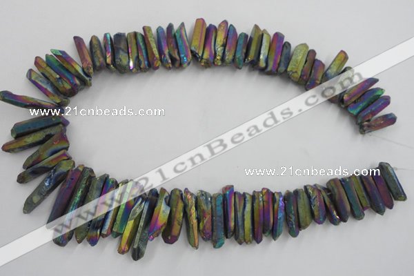 CTD919 Top drilled 6*25mm - 8*40mm wand plated quartz beads