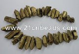 CTD924 Top drilled 15*20mm - 18*38mm wand plated quartz beads