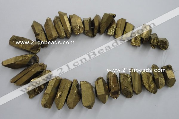 CTD924 Top drilled 15*20mm - 18*38mm wand plated quartz beads