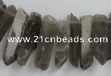 CTD927 Top drilled 6*18mm - 6*35mm wand smoky quartz beads