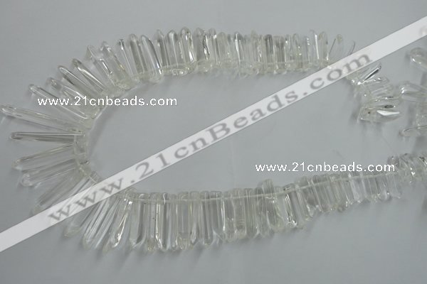 CTD936 Top drilled 6*15mm - 7*40mm wand A grade white crystal beads