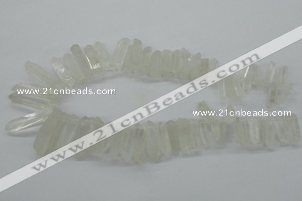 CTD937 Top drilled 6*20mm - 8*35mm sticks white crystal beads