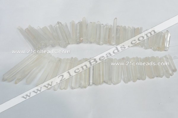 CTD939 Top drilled 5*25mm - 6*60mm sticks white crystal beads