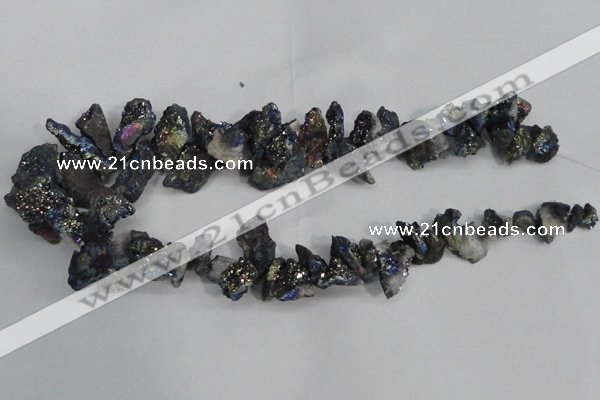 CTD944 Top drilled 10*15mm - 15*25mm nuggets plated druzy agate beads