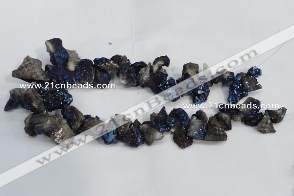 CTD945 Top drilled 10*15mm - 15*25mm nuggets plated druzy agate beads