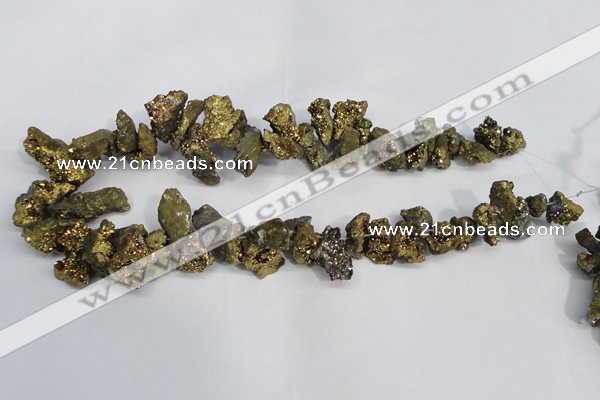 CTD946 Top drilled 10*15mm - 15*25mm nuggets plated druzy agate beads