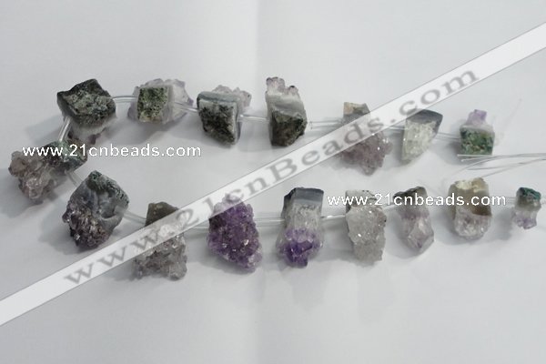 CTD954 Top drilled 15*25mm - 20*30mm nuggets druzy amethyst beads