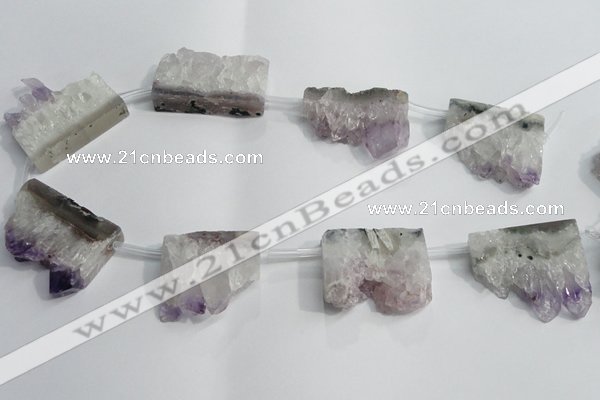 CTD955 Top drilled 25*35mm - 30*40mm freeform druzy amethyst beads