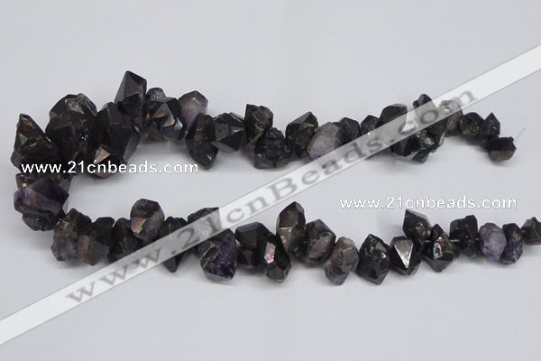 CTD956 Top drilled 8*10mm - 18*25mm faceted nuggets plated amethyst beads