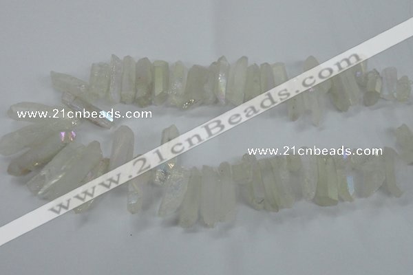 CTD957 Top drilled 8*20mm - 10*35mm nuggets AB-color white crystal beads