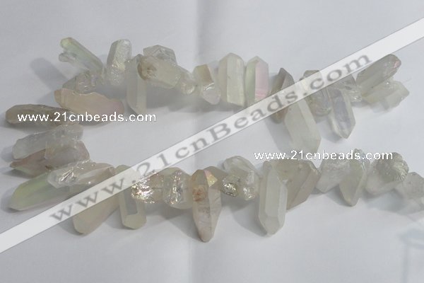 CTD958 Top drilled 10*20mm - 15*35mm nuggets AB-color white crystal beads