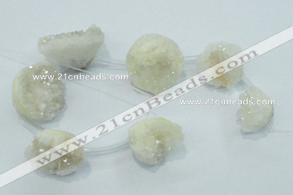 CTD960 Top drilled 15*20mm - 20*25mm nuggets plated druzy agate beads