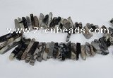 CTD964 Top drilled 8*25mm - 10*60mm sticks dyed blue lace agate beads