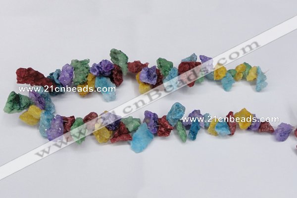 CTD981 Top drilled 10*15mm - 15*25mm nuggets plated druzy agate beads