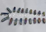 CTD985 Top drilled 8*25mm - 10*45mm sticks plated druzy amethyst beads