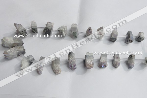 CTD988 Top drilled 10*15mm - 12*25mm nuggets plated druzy amethyst beads