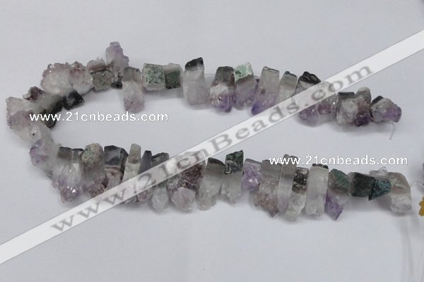 CTD995 Top drilled 10*15mm - 12*25mm sticks plated druzy amethyst beads