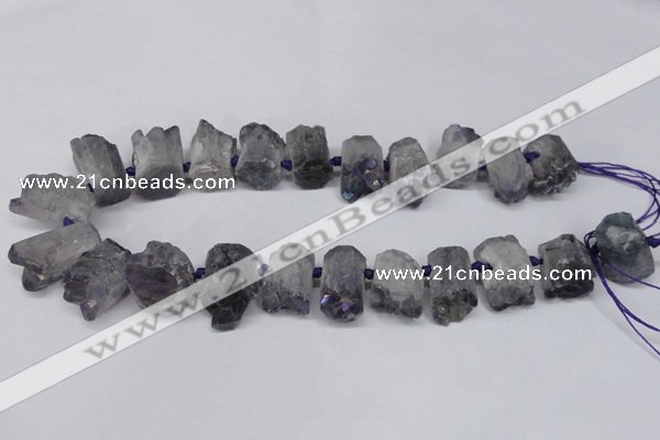 CTD998 Top drilled 15*20mm - 20*25mm nuggets plated druzy amethyst beads