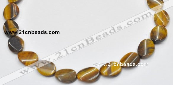 CTE04 twisted flat oval 15*20mm yellow tiger eye beads wholesale