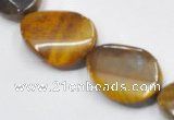 CTE05 15*30mm twisted flat oval yellow tiger eye beads wholesale