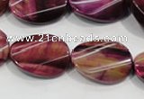 CTE1009 15.5 inches 18*25mm twisted oval dyed red tiger eye beads