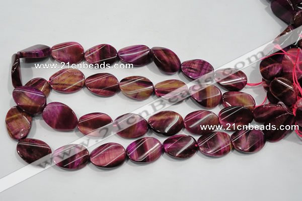 CTE1010 15.5 inches 20*30mm twisted oval dyed red tiger eye beads