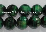 CTE1016 15.5 inches 14mm faceted round dyed green tiger eye beads