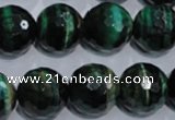 CTE1017 15.5 inches 16mm faceted round dyed green tiger eye beads