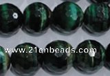 CTE1017 15.5 inches 16mm faceted round dyed green tiger eye beads