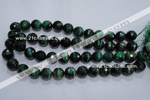 CTE1017 15.5 inches 16mm faceted round dyed green tiger eye beads