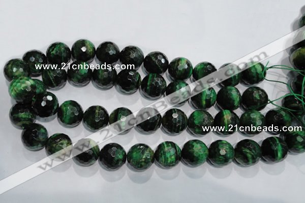 CTE1019 15.5 inches 20mm faceted round dyed green tiger eye beads