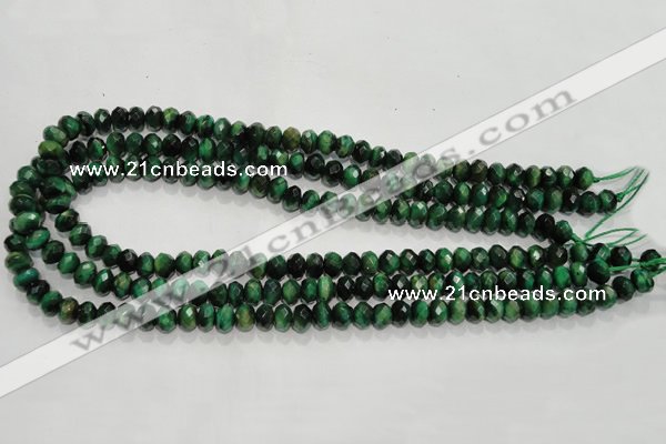 CTE1021 15.5 inches 5*8mm faceted rondelle dyed green tiger eye beads