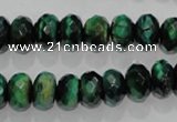 CTE1022 15.5 inches 6*10mm faceted rondelle dyed green tiger eye beads