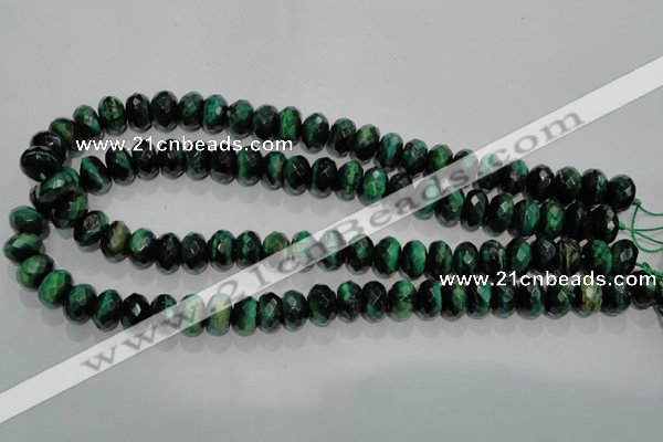 CTE1023 15.5 inches 8*12mm faceted rondelle dyed green tiger eye beads