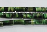 CTE1029 15.5 inches 6*12mm tube dyed green tiger eye beads wholesale