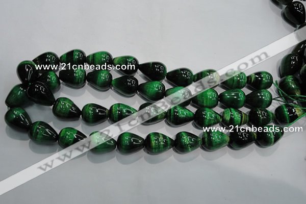 CTE1033 15.5 inches 15*20mm teardrop dyed green tiger eye beads