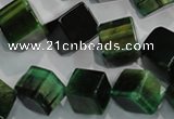 CTE1038 15.5 inches 11*11mm cube dyed green tiger eye beads