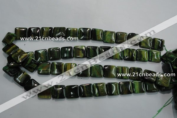 CTE1072 15.5 inches 15*15mm square dyed green tiger eye beads