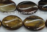 CTE110 15.5 inches 18*25mm twisted oval yellow tiger eye beads