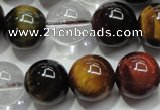 CTE1128 15 inches 12mm round mixed tiger eye & white crystal beads